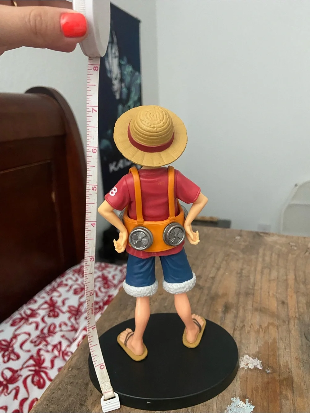 Luffy - One Piece Anime Character Straw Hat Figurine - Red, Blue, Tan